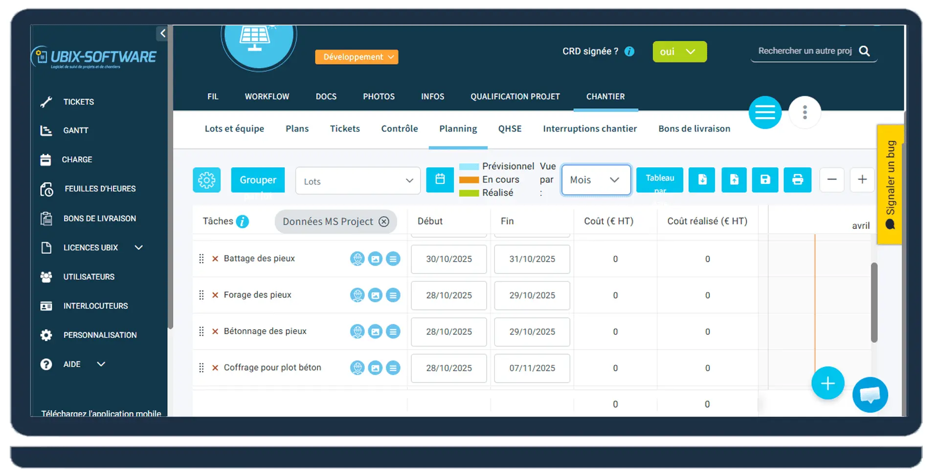 UBIX-SOFTWARE — Multi-site workload plan view