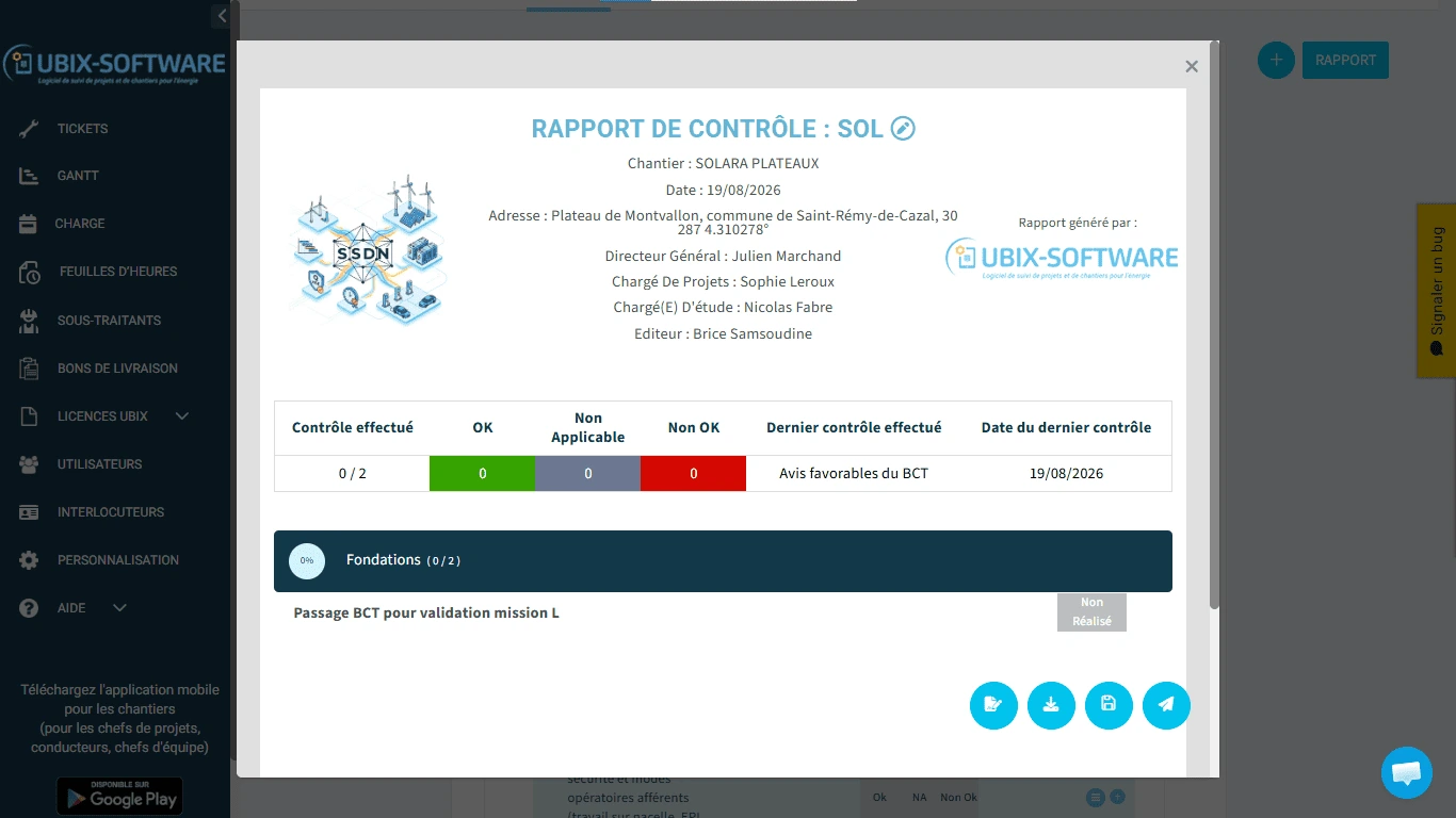 UBIX-SOFTWARE site monitoring software — Drafting a site report on the mobile app