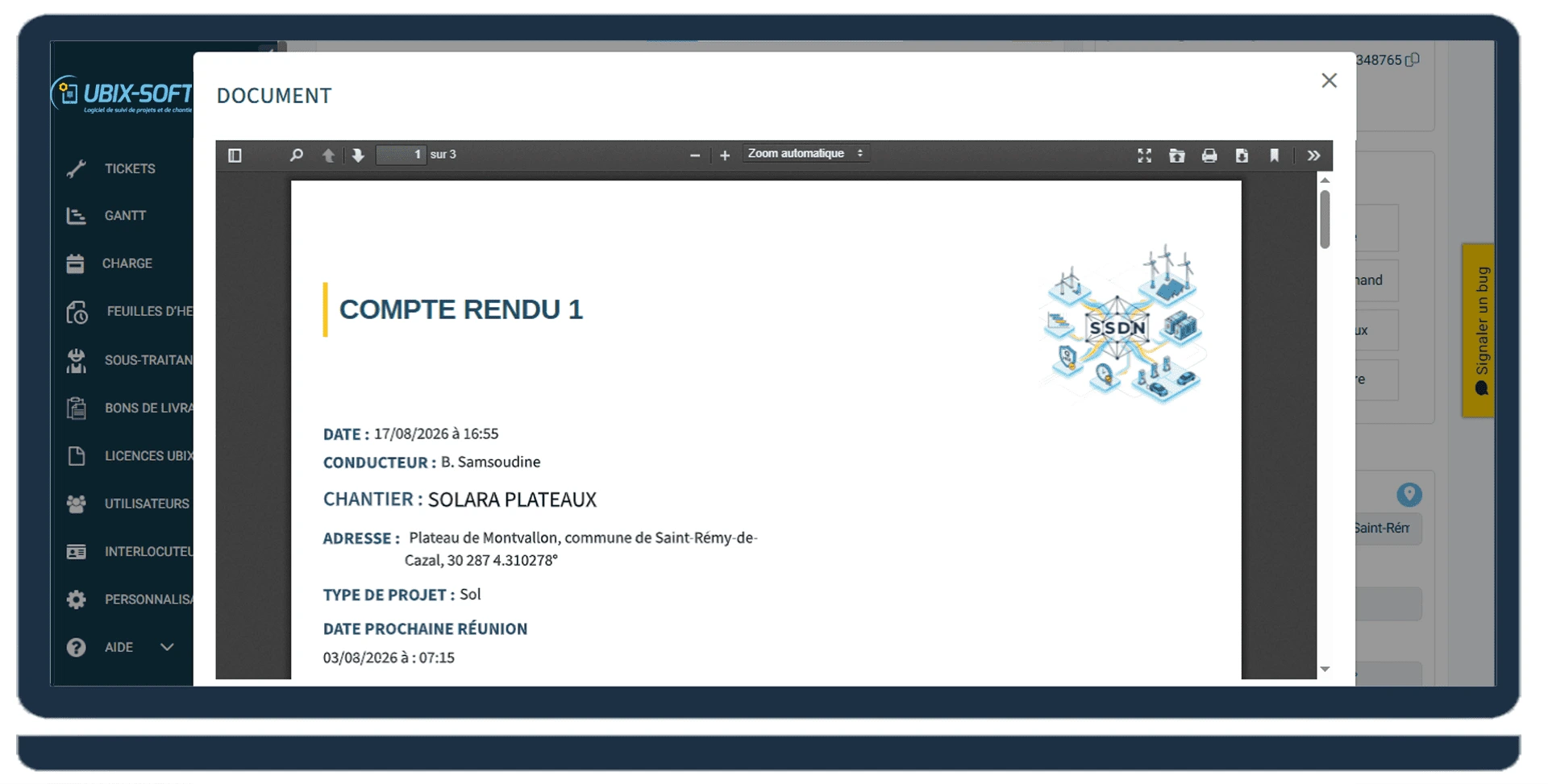UBIX-SOFTWARE site monitoring software - Feature: Site reports