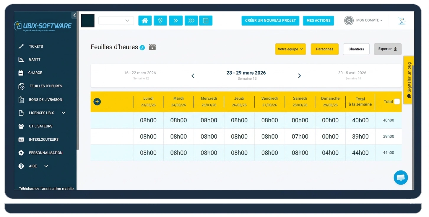 UBIX-SOFTWARE software — Site time tracking app