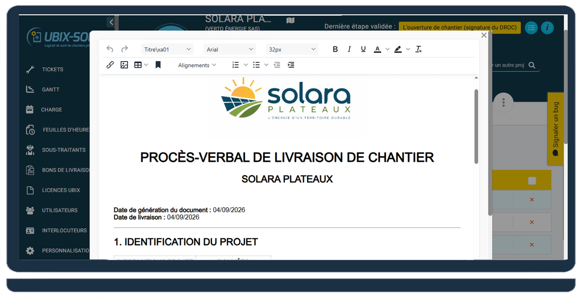 UBIX-SOFTWARE software - Delivery note signed on site