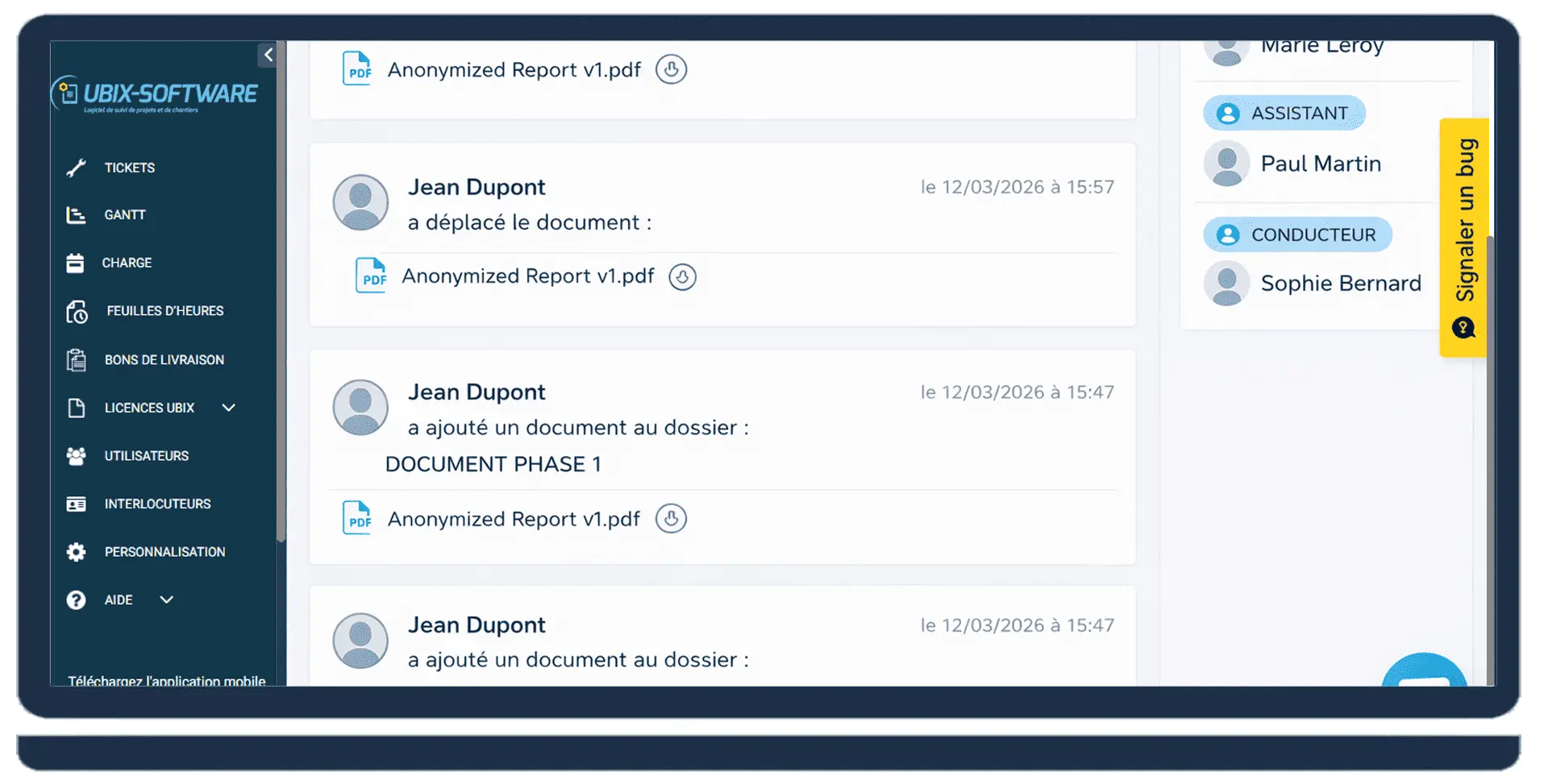 UBIX-SOFTWARE software — Collaborative project management tool and exchange history