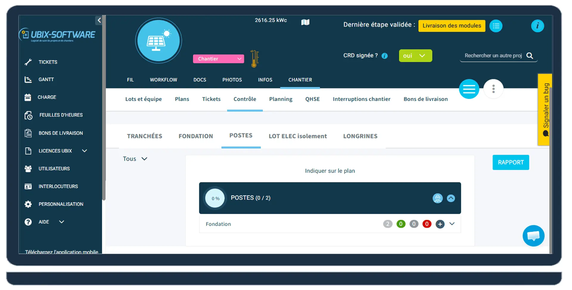 UBIX-SOFTWARE site tracking software - Feature: Checklists