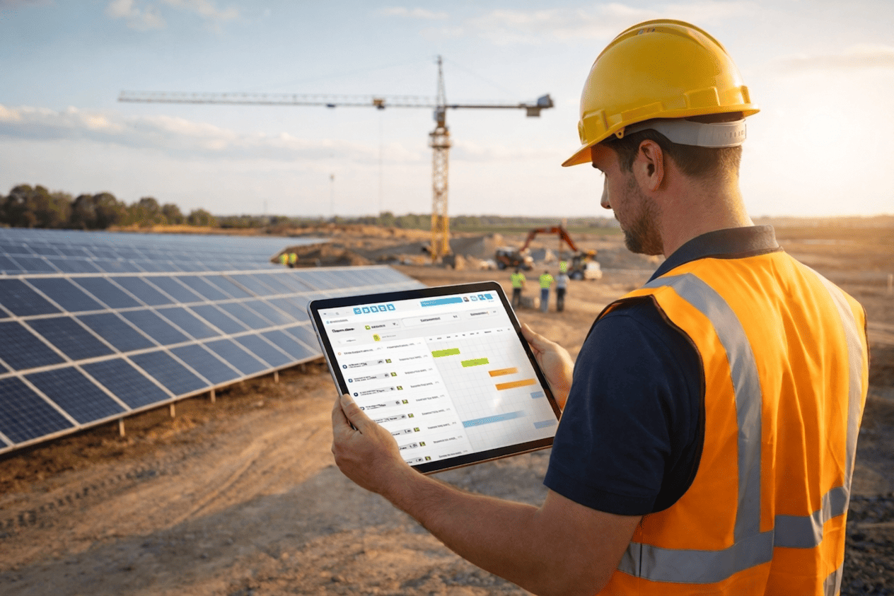 Digital site report being completed on a solar PV site