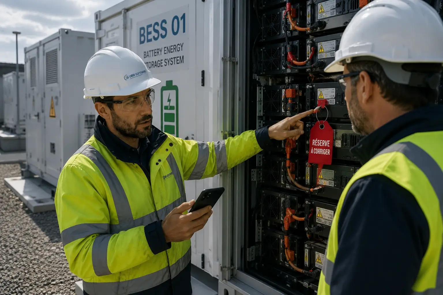 Snagging on site with non-conformity tracking and corrections on an energy project
